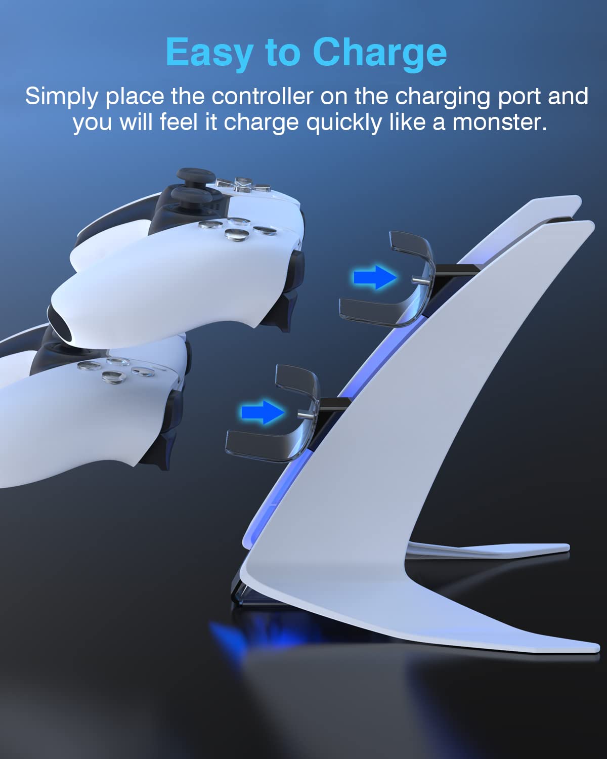 Dobe PS5 Charging Station - Fast DualSense Charger for PS5 Wireless Controller with Type-C Cable