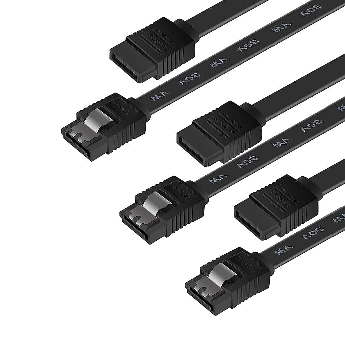 SGElectronix SATA Cable III, 6 Pack SATA Cable III 6Gbps Straight HDD SDD Data Cable with Locking Latch 20 Inch Compatible for SATA HDD, SSD, CD Driver, CD Writer - Black