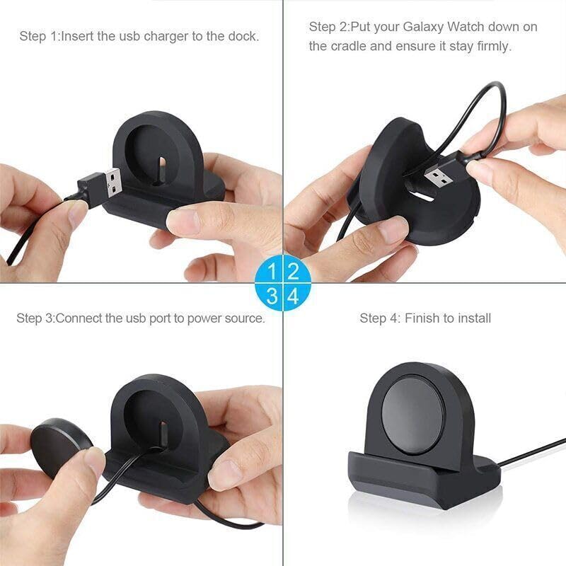 SGElectronix Cable and Charger Stand Combo Compatible with Galaxy Watch, Durable Silicone with Non-Slip Stable Base，Magnetic Wireless Charging Station