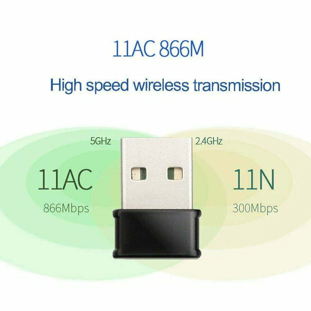 Wireless Lan USB PC Wi-Fi Adapter Network 802.11AC 1200Mbps Dual Band 2.4G / 5G