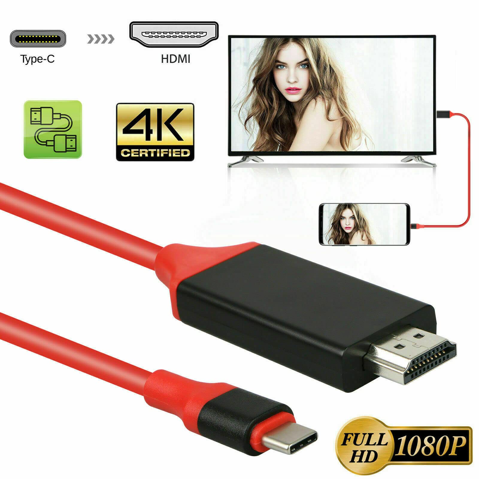 SGElectronix MHL USB-C Type C to HDMI 1080P HD TV Cable Adapter for Android Phones Samsung LG