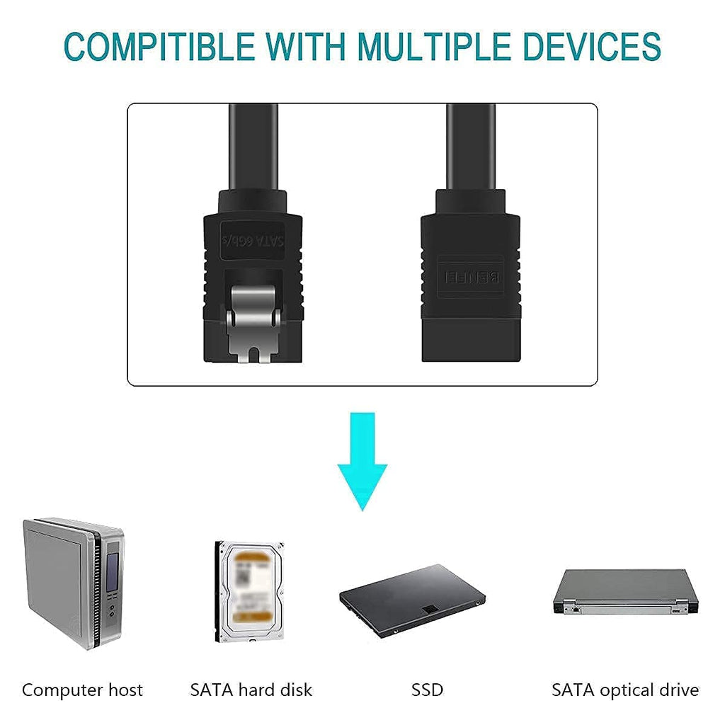SGElectronix SATA Cable III, 6 Pack SATA Cable III 6Gbps Straight HDD SDD Data Cable with Locking Latch 20 Inch Compatible for SATA HDD, SSD, CD Driver, CD Writer - Black