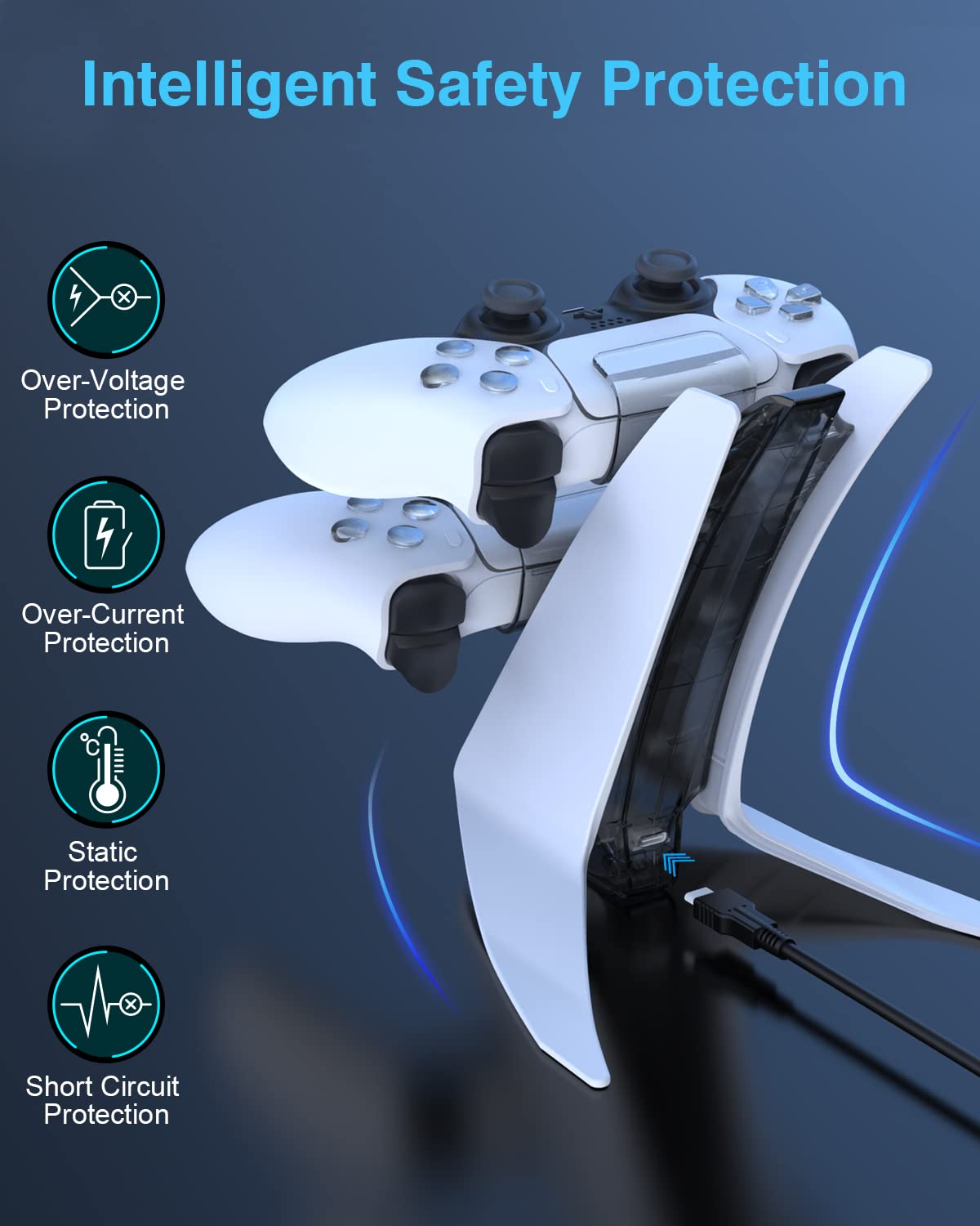 PS5 Controller Charging Station - Fast DualSense Charger Dock with Dual USB-C