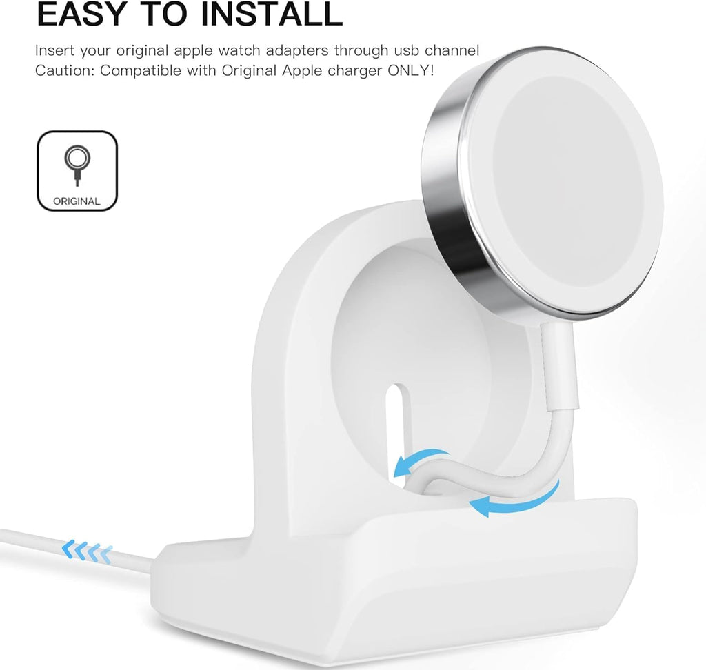 SGElectronix Compact Stand Compatible with iWatch Series7/SE &Series6/Series 5 /Series 4/Series 3/Series 2 / Series 1 - Nightstand Mode (44mm/40mm/38mm/42mm Compatible)(White)