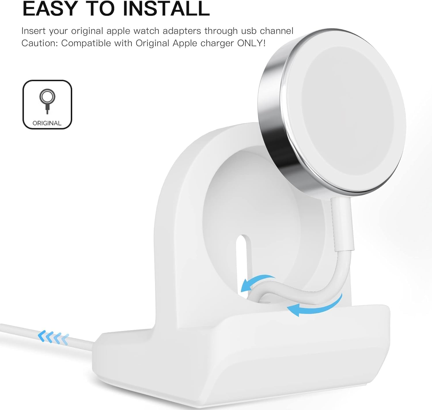 SGElectronix Compact Stand Compatible with iWatch Series7/SE &Series6/Series 5 /Series 4/Series 3/Series 2 / Series 1 - Nightstand Mode (44mm/40mm/38mm/42mm Compatible)(White)