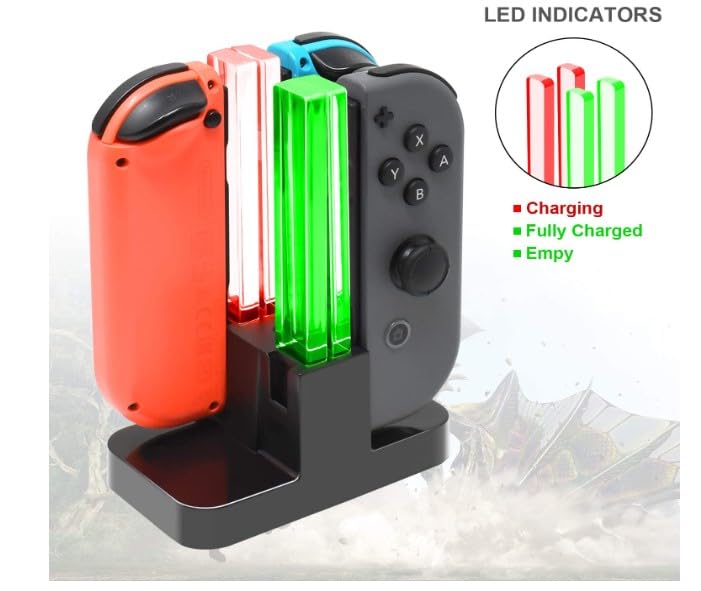 SGElectronicx Charging Dock Compatible with Nintendo Switch for Joy Con & OLED Model Controller with LED Light Indication, Charger Stand Station with Charging Cable