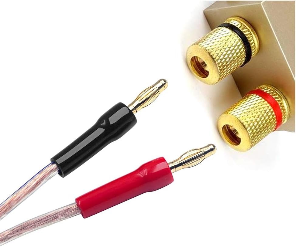 SGElectronix 4mm Speaker Banana Plugs-Open Screw Type, Insulated 24K Gold Plated Speaker Wire Banana Plugs Connectors (5 pair/10 pcs) (Black + Red)