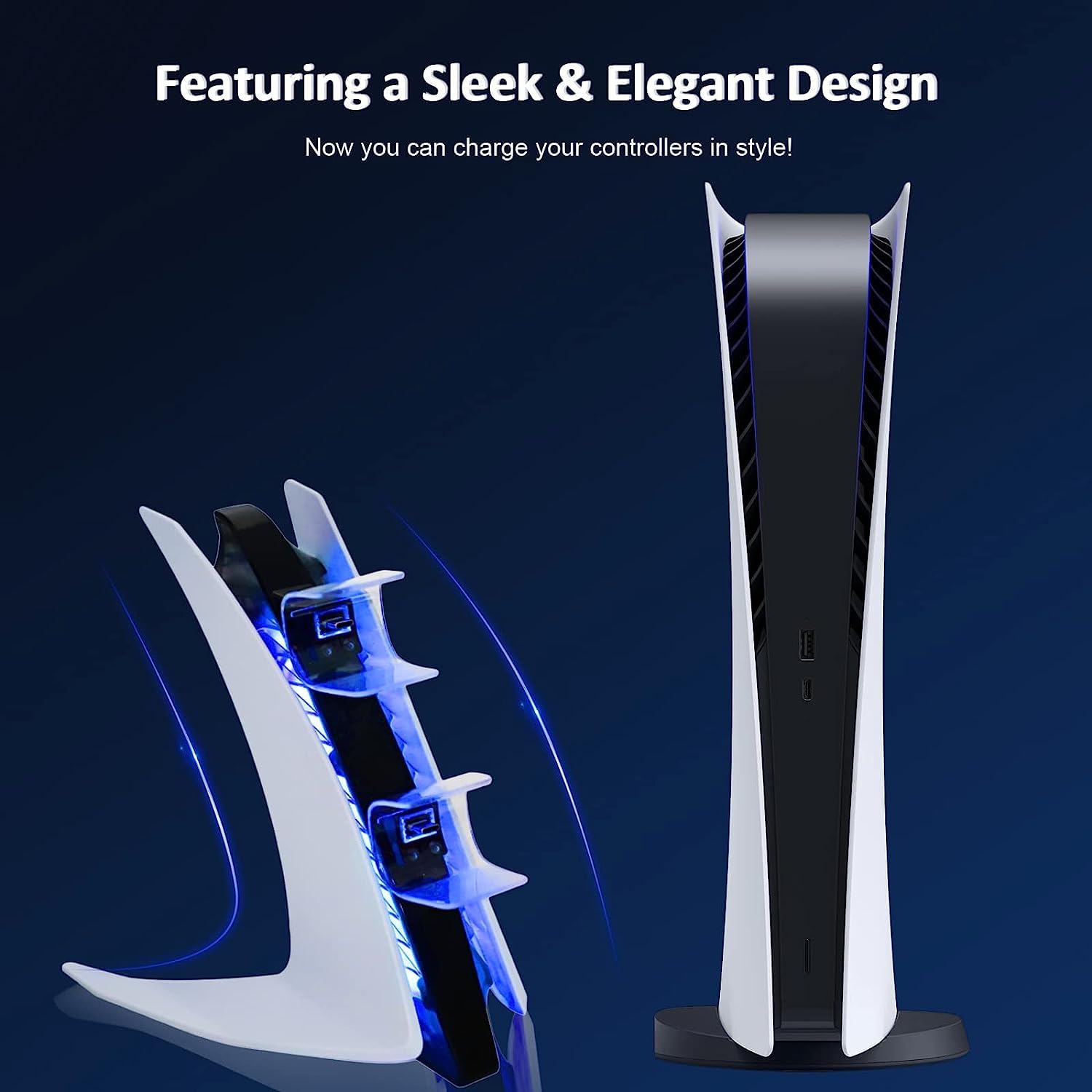 SGElectronicx PS5 Controller Charger Special Edition, Wireless Controller Charging Station with Dual USB C Ports, Fast Charging Dock, Controller Not Included