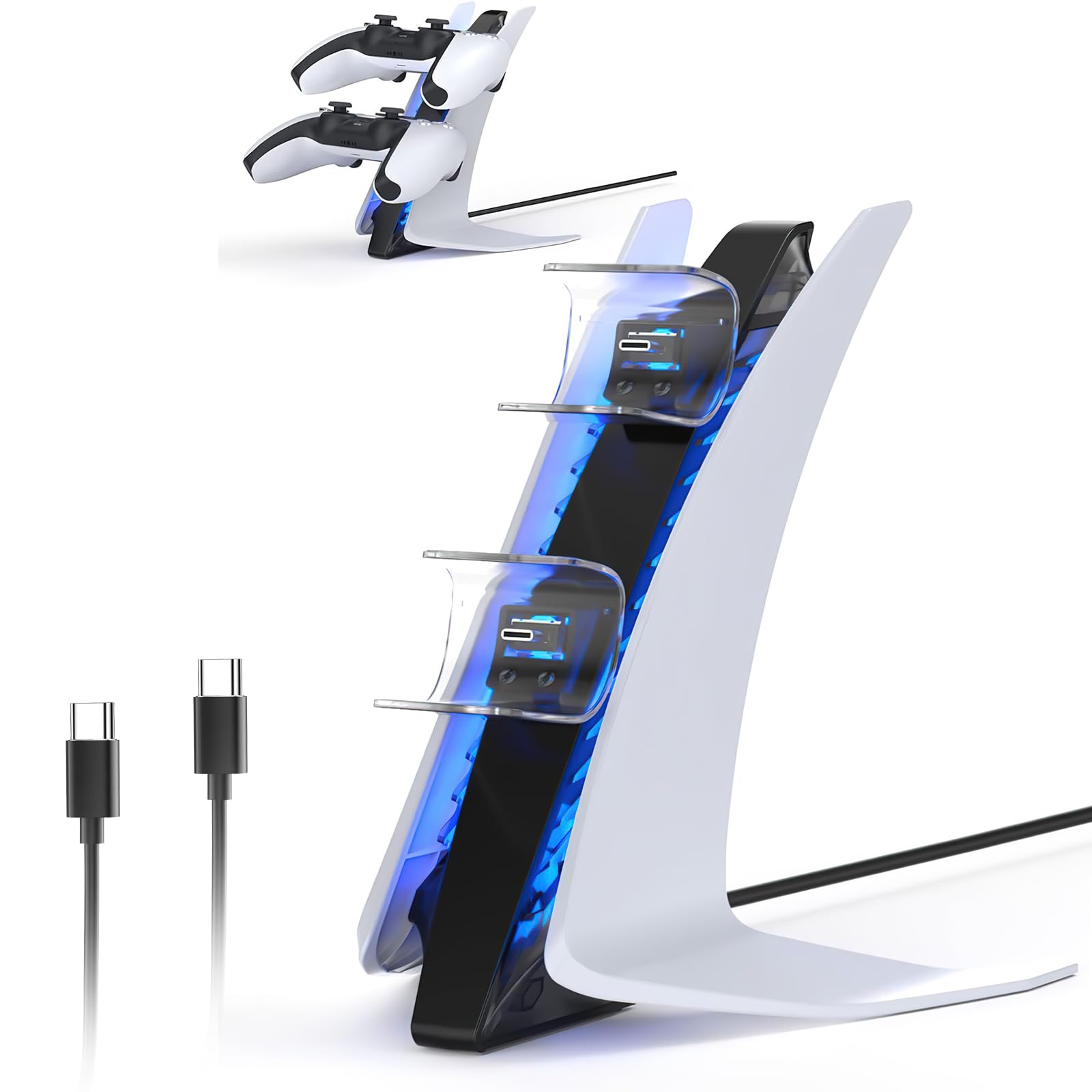 Dobe PS5 Charging Station - Fast DualSense Charger for PS5 Wireless Controller with Type-C Cable