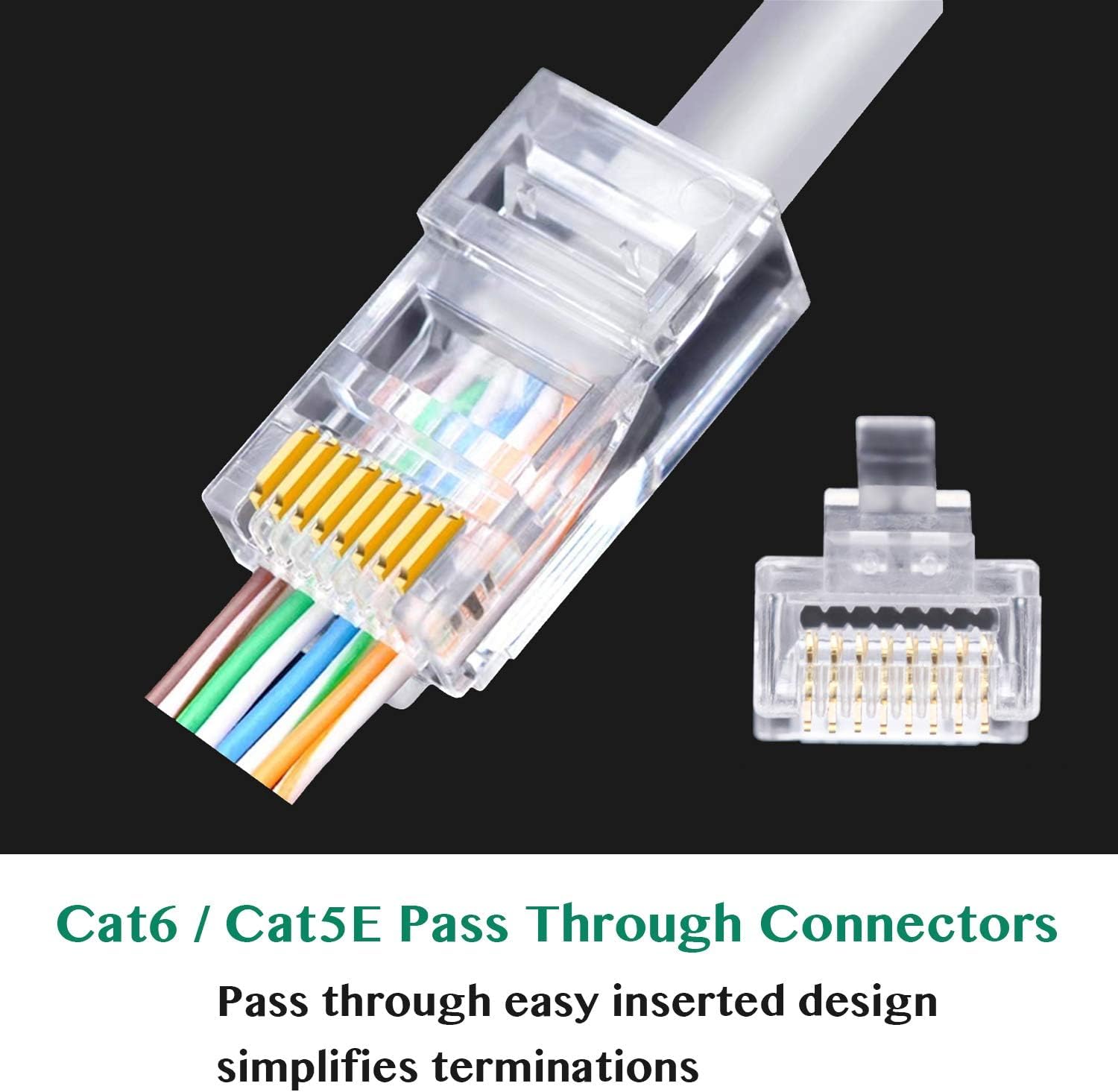SGElectronic Cat6 RJ45 Connectors, 100-PACK Cat6 RJ45 Ends, Ethernet Cable Crimp Connectors Male Ethernet Connector End