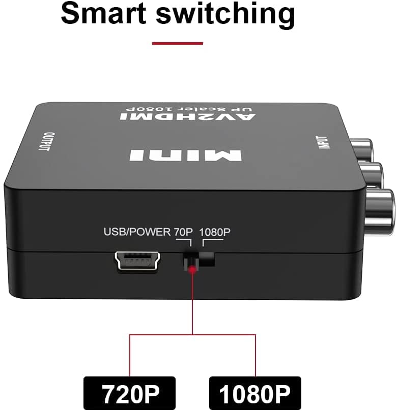 SGElectronix RCA to HDMI Converter 1080P Mini CVBS to HDMI Composite Video Audio Converter AV to HDMI Converter Supports NTSC PC Laptop Xbox PS4 PS3 TV STB VHS VCR Camera DVD