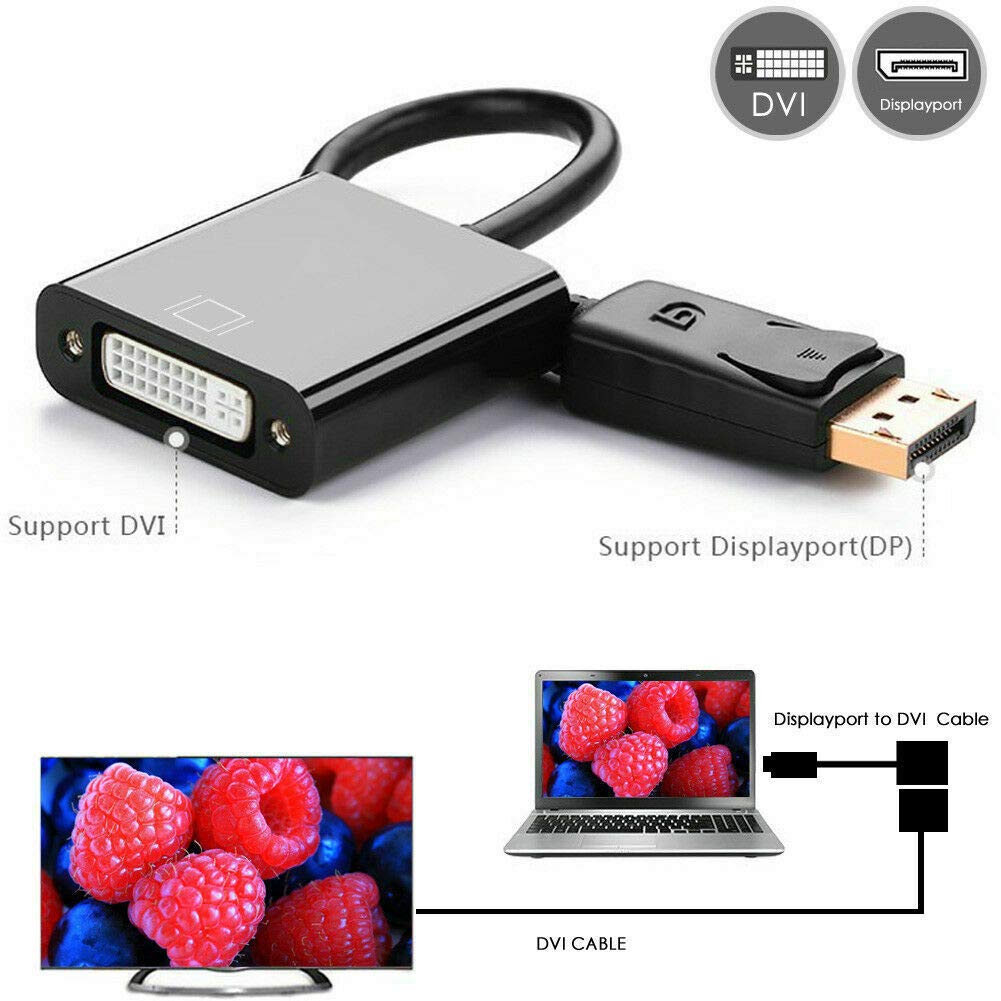 SGElectronix DisplayPort DP Male to DVI Female Adapter Cable Converter for Laptop PC