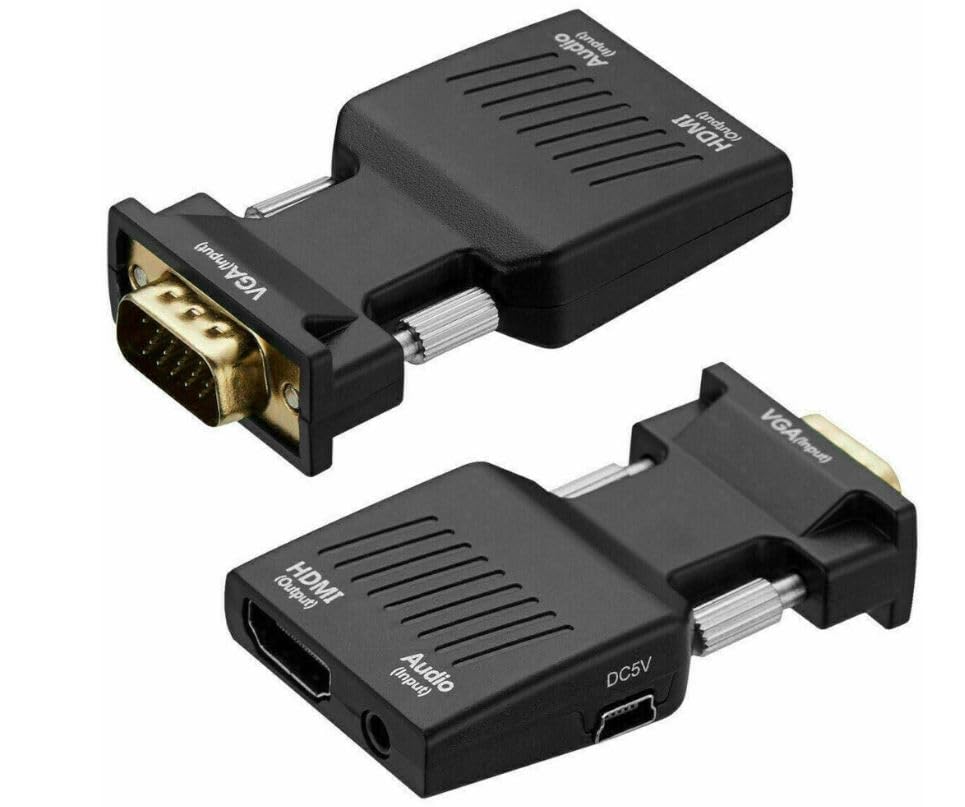 VGA to HDMI Adapter Converter with Audio,(PC VGA Source Output to TV/Monitor with HDMI Connector), Active Male VGA in Female HDMI 1080p Video Dongle adaptador for Computer,Laptop,Projector