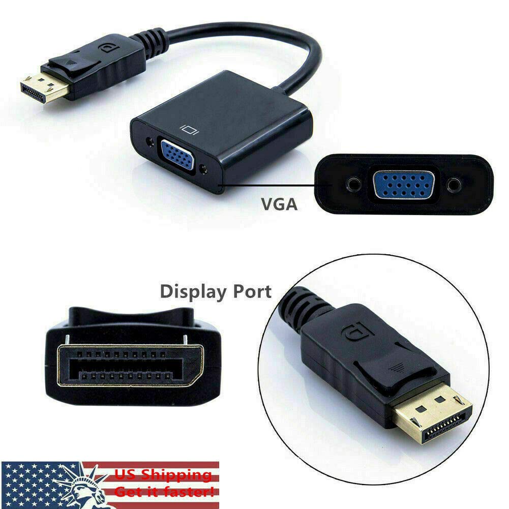 Display Port DP to VGA Adapter Cable Cord 1080P for Laptop Desktop Game Monitor