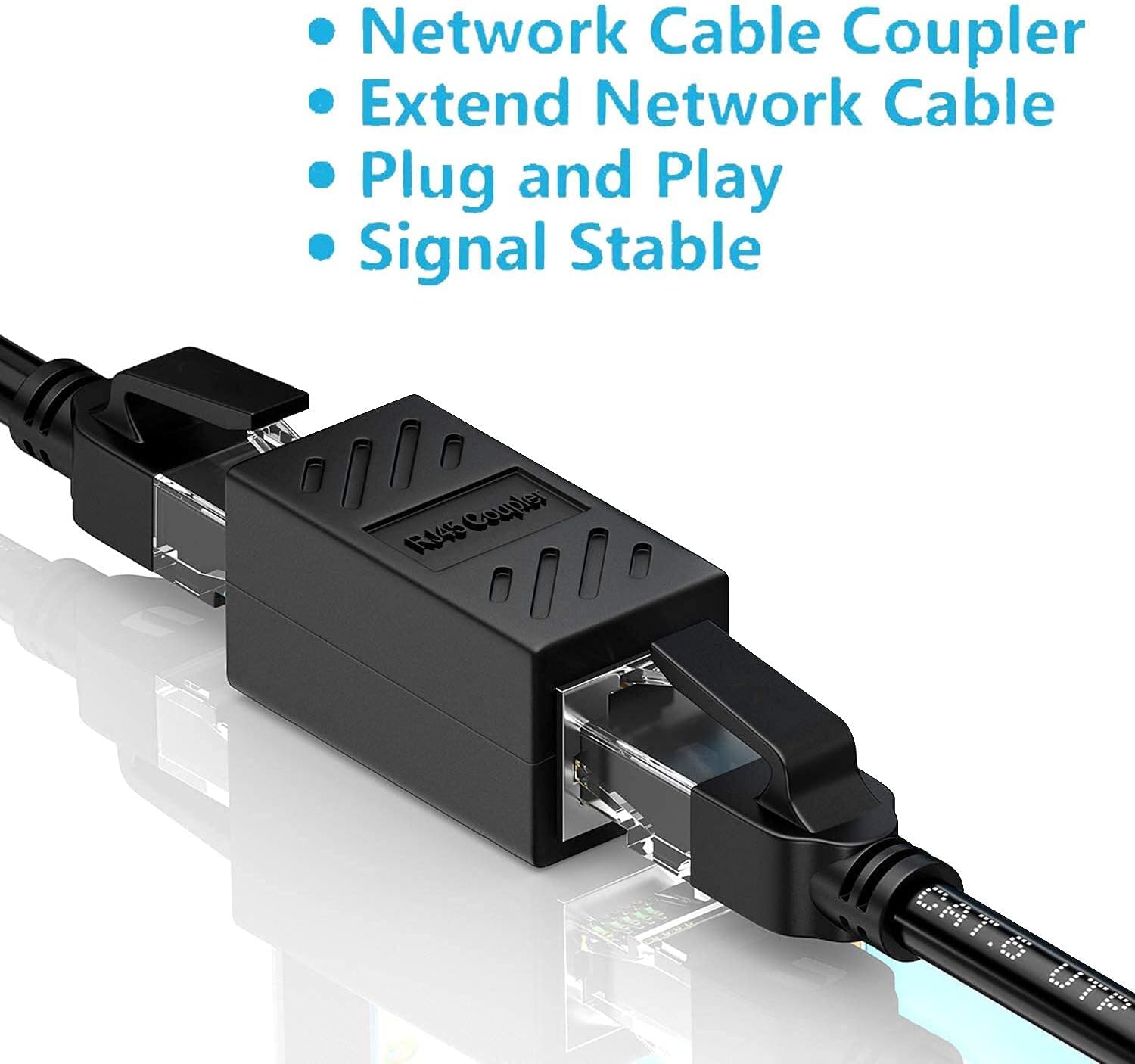 SGElectronix RJ45 Coupler，Ethernet Coupler, in Line Coupler for Cat7/Cat6/Cat5e/Cat5 Ethernet Cable Extender Adapter Female to Female (6 Pack Black)