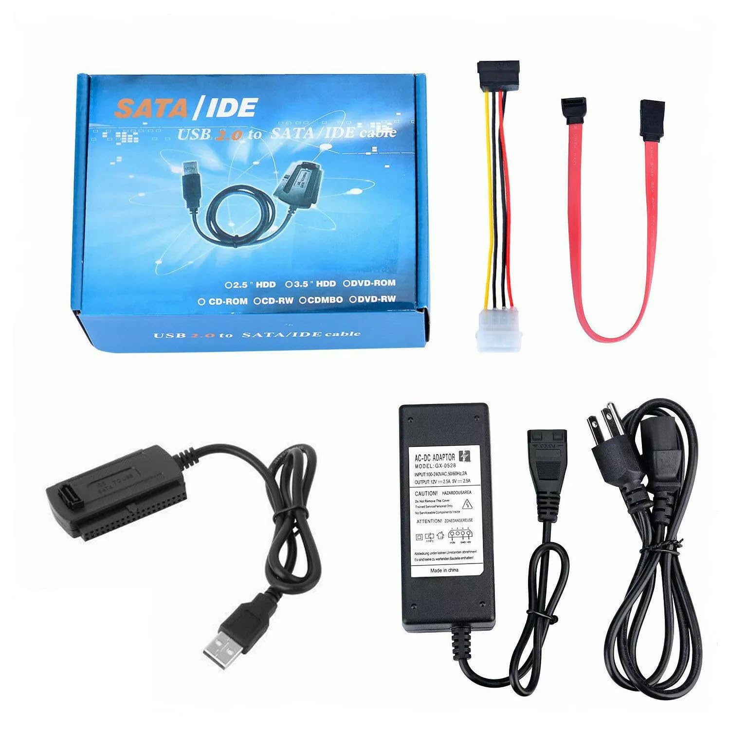 SGElectronix USB 2.0 to SATA PATA IDE 2.5" 3.5" HDD SSD Hard Drive Adapter Transfer Cable Kit