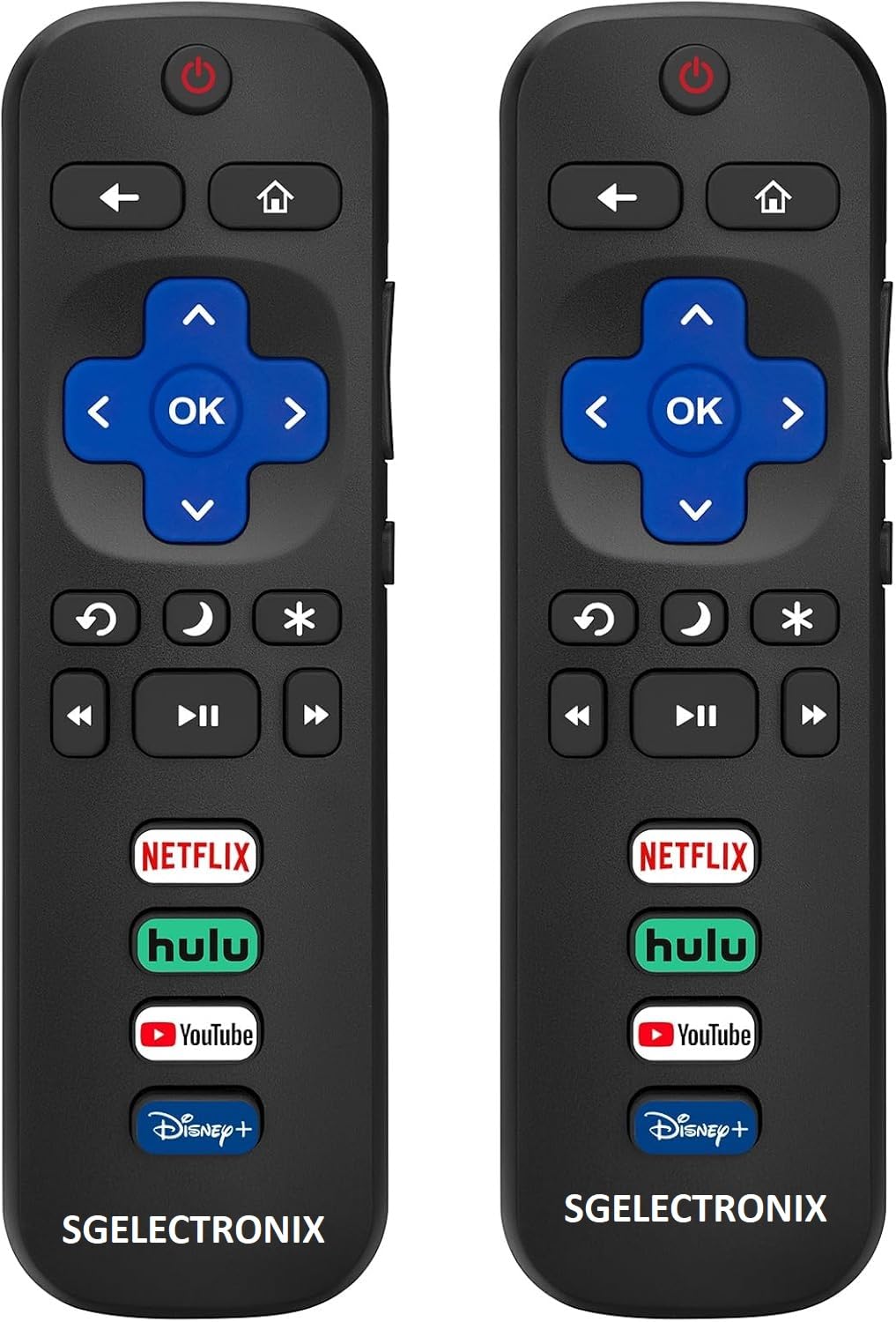 (Pack of 2) Replacement-Remote-Control for Roku-TV,Compatible for TCL Roku/Hisense Roku/Onn Roku/Philips Roku Smart TVs(Not for Stick and Box) Black