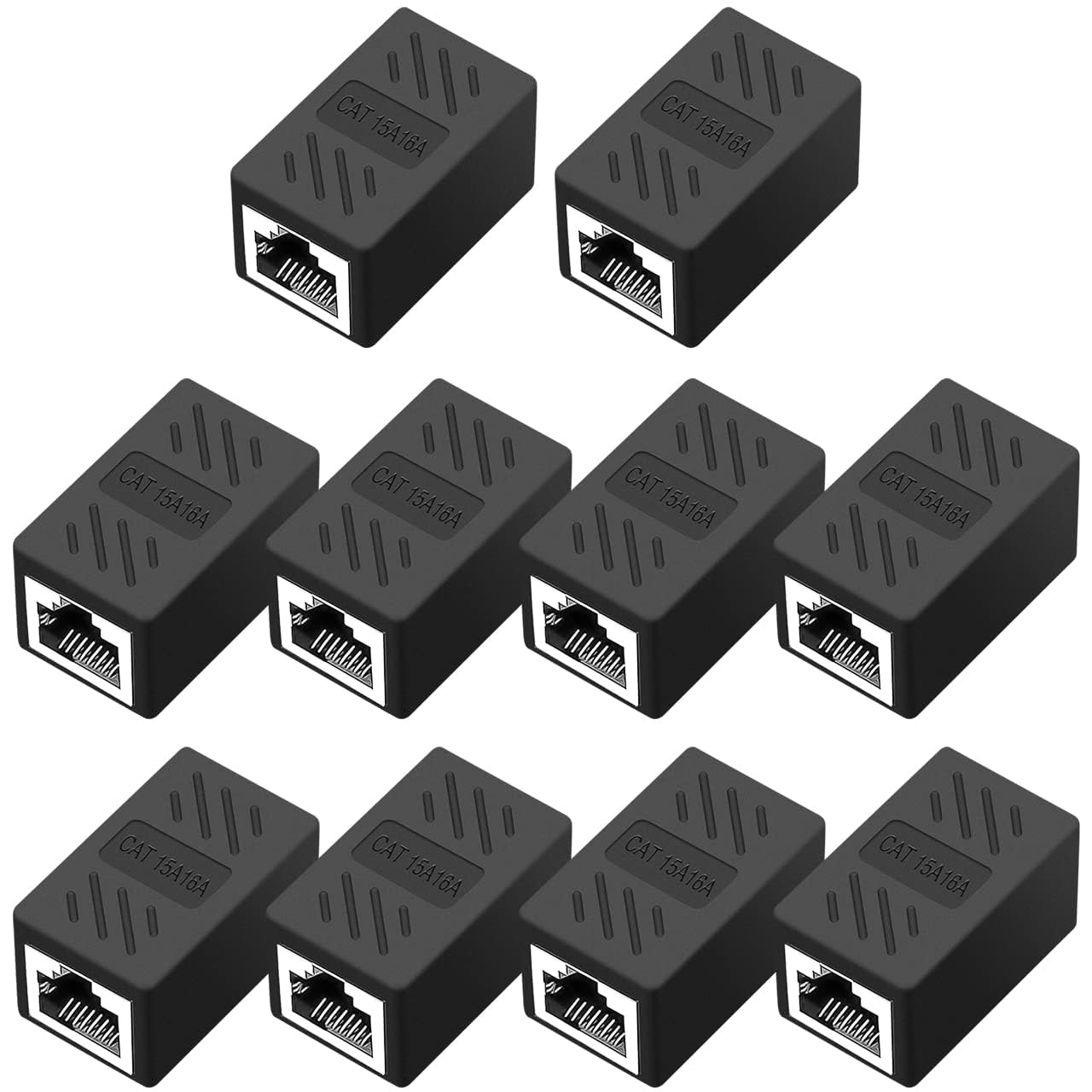 SGElectronix 10 Pack RJ45 Cat6 Cat7 Cat6 Cat5e Cat5 Coupler Ethernet Extender Connector, Ethernet Cable Extender Female to Female Black