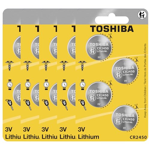 TOSHIBA CR2450 3V Lithium Coin Cell Child-Resistant Blister Pack