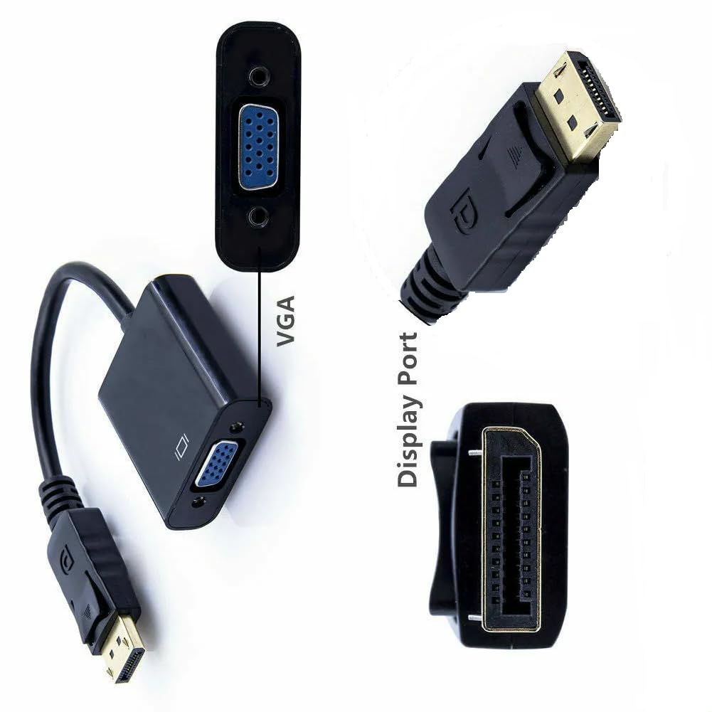 SGElectronix DP to VGA Adapter, Gold-Plated DisplayPort to VGA Converter Male to Female 1080P(Black)