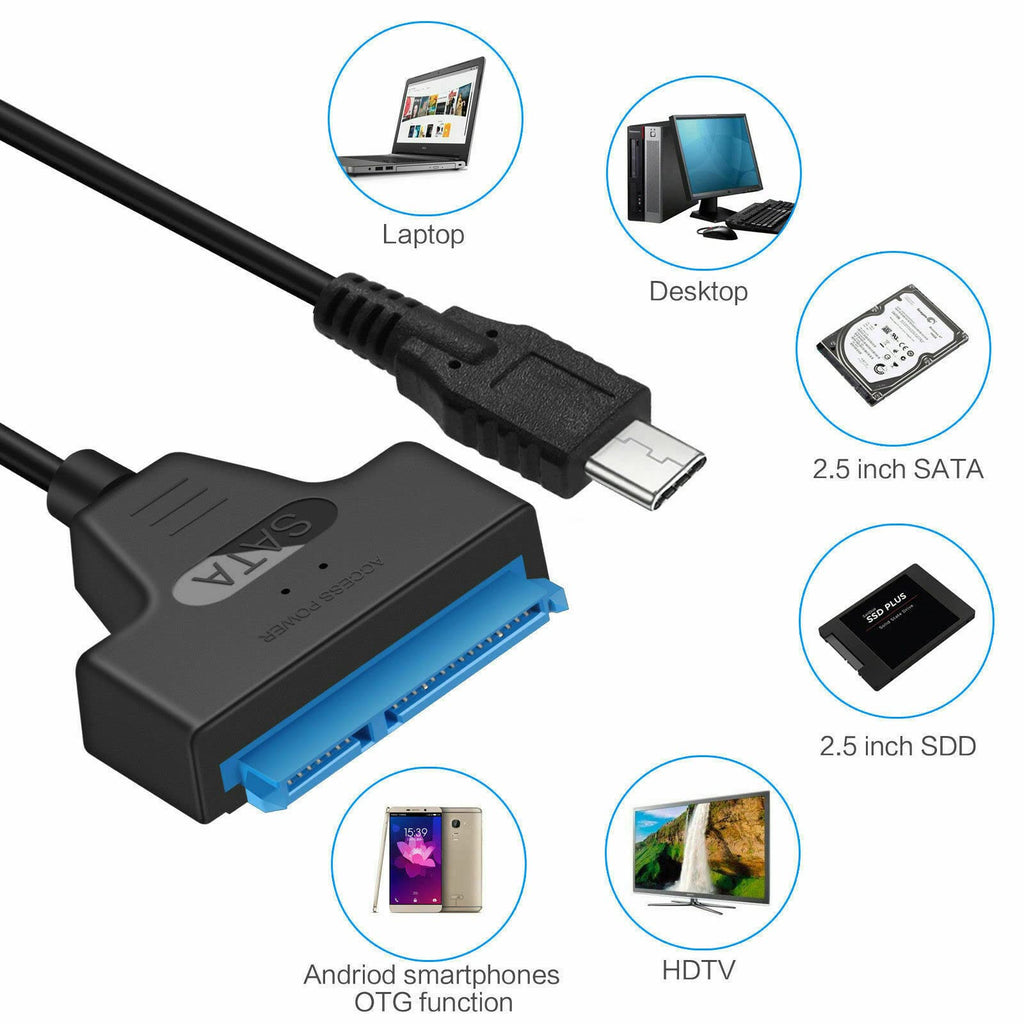 SGElectronix USB 3.1 Type-C to SATA 22 Pin HDD Hard Disk Driver SSD Adapter Cable USB C