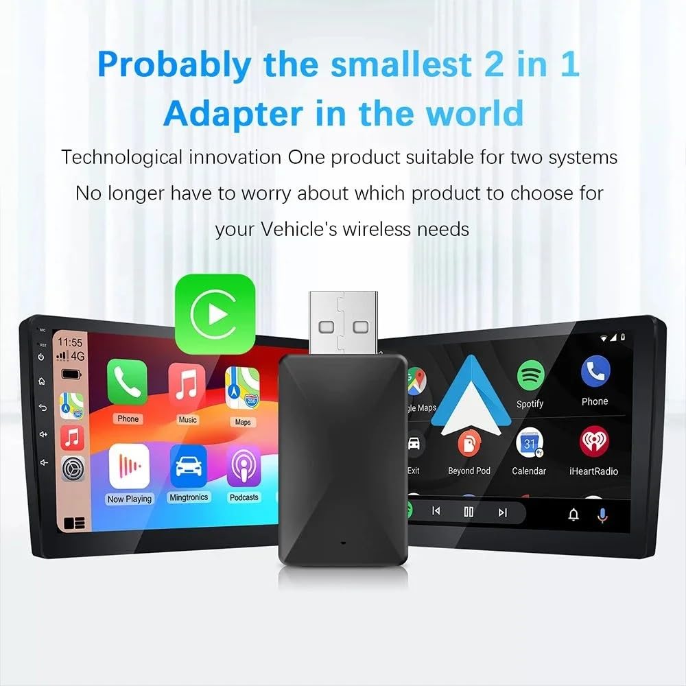 SGElectronix 2 IN 1 Wireless Carplay Adapter, Plug & Play Magic link Carplay Stable Fast Connection, Convert Factory Wired to Wireless Carplay Dongle/Android Auto Adapter for Cars 2016+, iPhone iOS 9+