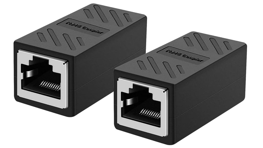 SGElectronix RJ45 Coupler 2 Pack, Ethernet Extender, in-Line Coupler Female to Female Ethernet Coupler for Cat7/ Cat6/ Cat5/ Cat5e Ethernet Cable Extender Adapter (RJ45 2pcs, Black)