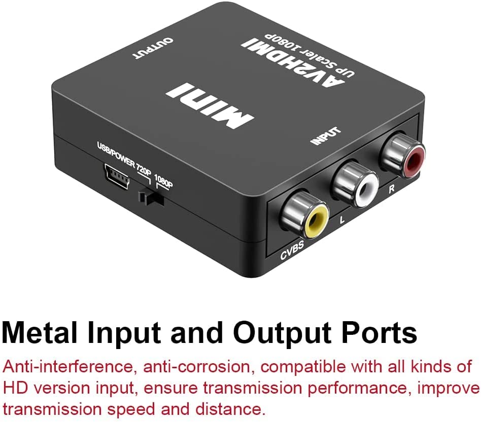 SGElectronix RCA to HDMI Converter 1080P Mini CVBS to HDMI Composite Video Audio Converter AV to HDMI Converter Supports NTSC PC Laptop Xbox PS4 PS3 TV STB VHS VCR Camera DVD